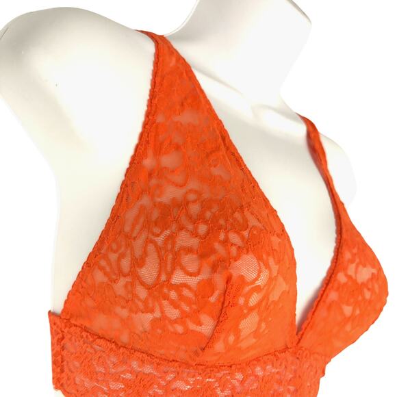VICTORIA'S SECRET Orange Lace Y2K Triangle Bra VTG Sexy Little Things Bralette L - Picture 4 of 8